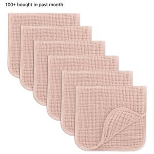 Light pink set of 6 muslin burp cloths